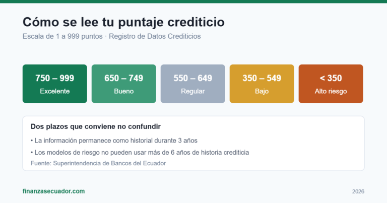 Escala del puntaje crediticio en Ecuador de 1 a 999 puntos y qué significa cada rango
